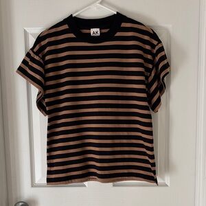 Anne Klein Black and Tan Striped T-Shirt